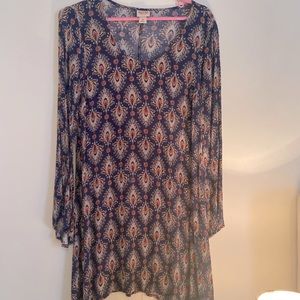 Midi dress, peacock feather pattern